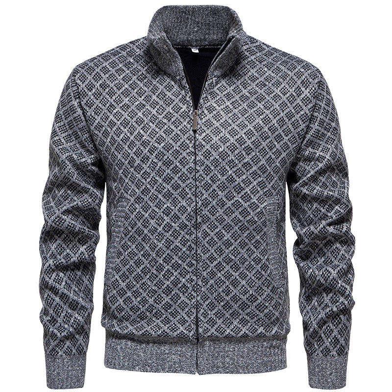 Street-wave Mens Sporty Knit Jacket With Modern Pattern Breathable Warmth For Active Casual Wear