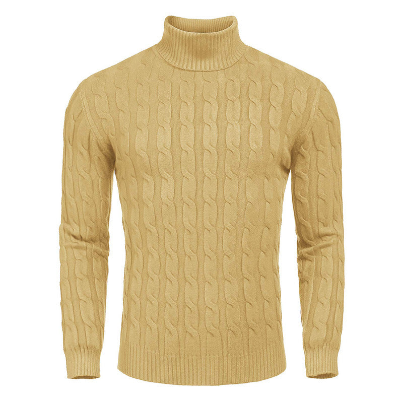 Street-wave Men's Cable Knit Turtleneck Sweater Cozy Warm Roll Neck For Everyday Style