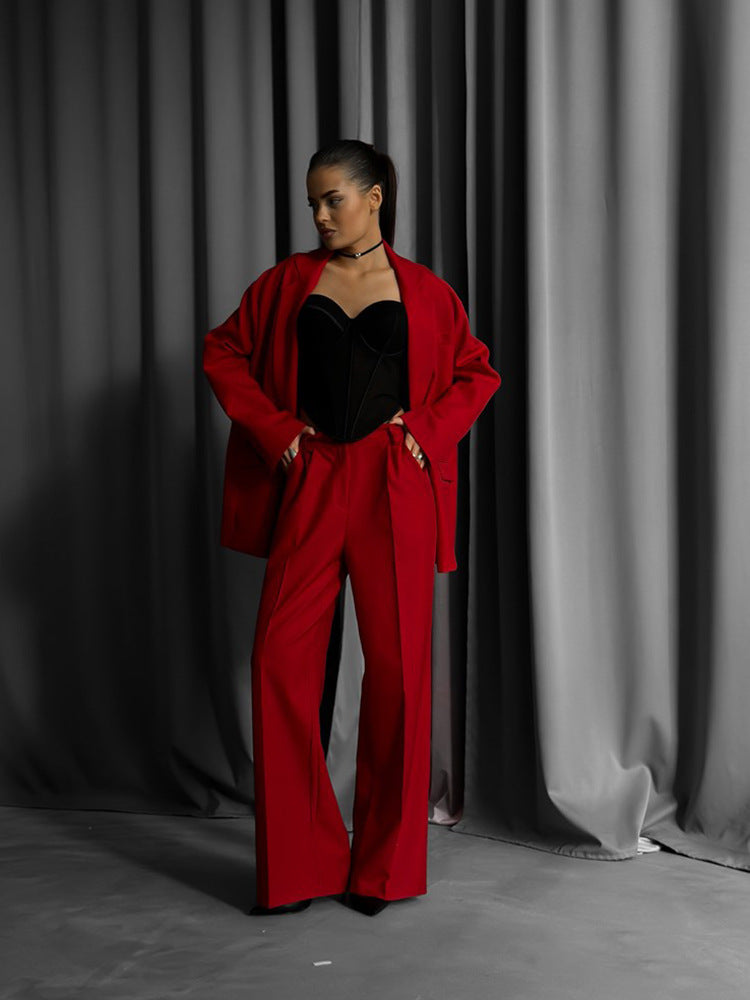 Street Wave Women's Elegant Blazer Set With Wide Cut Versatile Office To Evening Flattering Fit