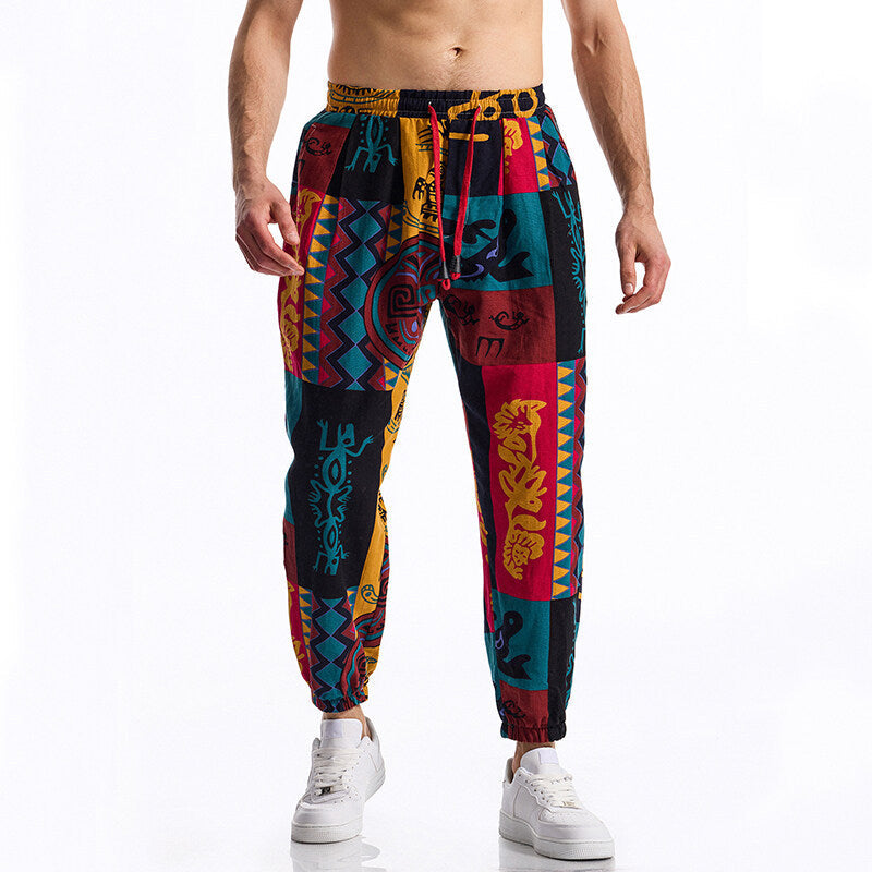 Street-wave Patchwork Joggers for Men with Breathable Comfort All Day Relaxed Fit