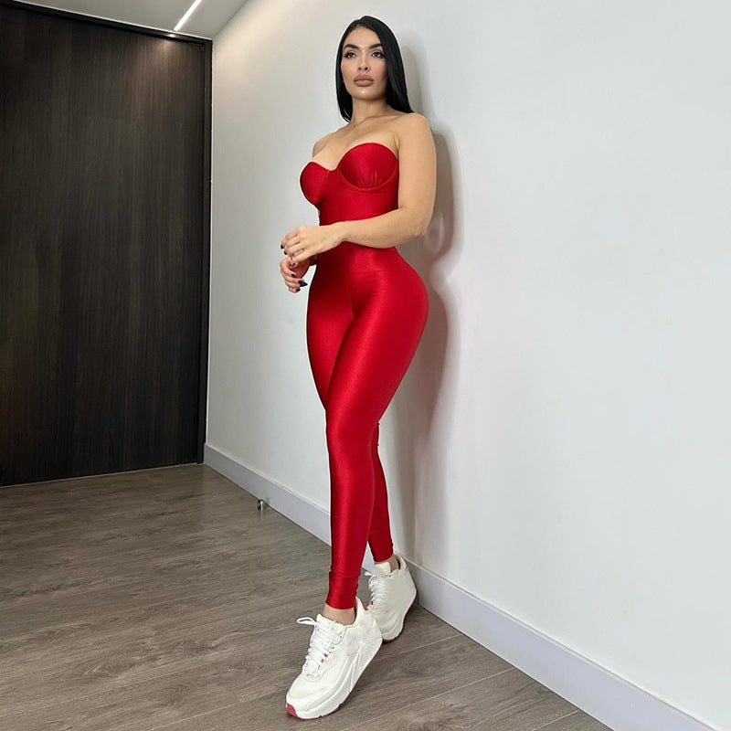 Street-wave Bustier Jumpsuit For Women, Bodycon Fit, Flattering Silhouette For Evening Or Casual