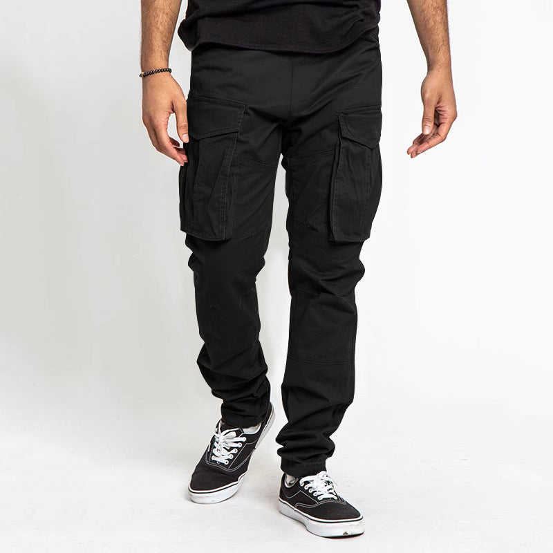 Street-wave Men Cargo Pants With Multifunctional Pockets And Elastic Waistband Rugged And Versatile Everyday Wear