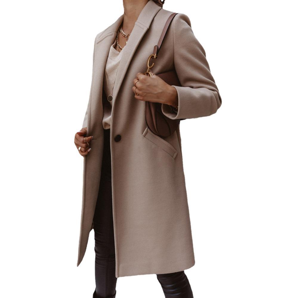 Street-wave Women Elegant Long Coat With Slim Fit And Deep Pockets A Versatile Winter Essential