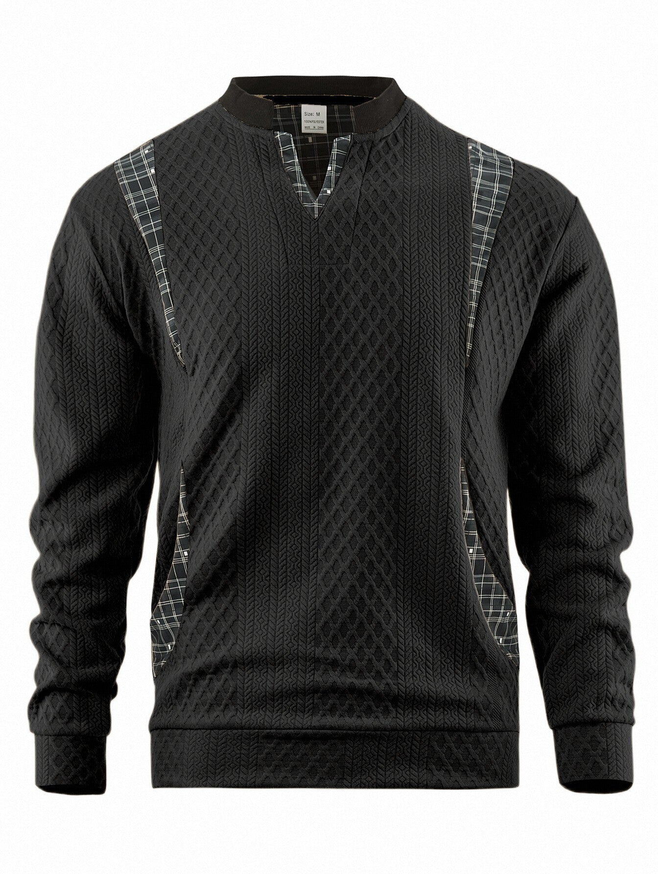 Men's Knit Sweater With Argyle Elements By Street-Wave For Everyday Modern Style