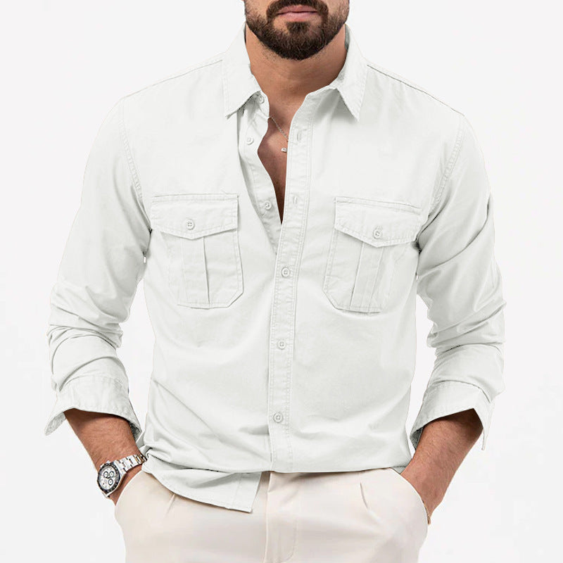Street Wave Mens Shirt With Chest Pockets Breathable Cotton Modern Fit For Office And Casual