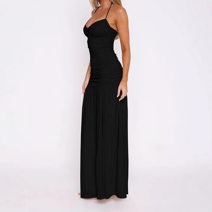 Streetwave Elegant Ruched Bodice Maxi Dress With High Slit For Women Glam Evening Gown