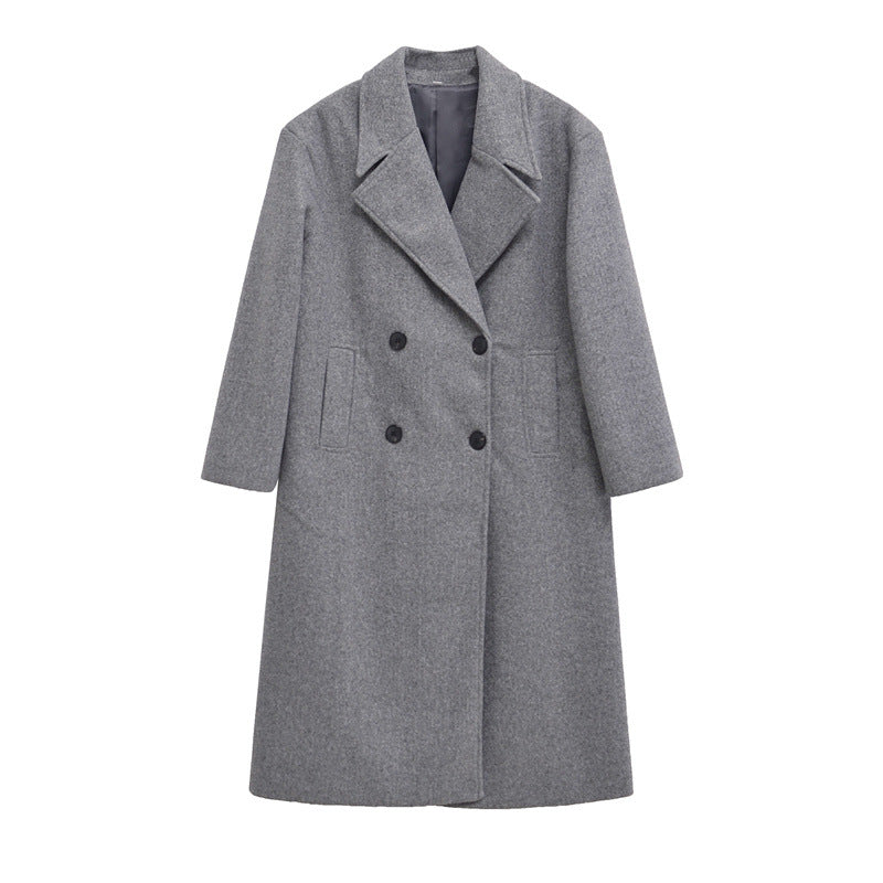 Street-Wave Plus Size Double-Breasted Wool Coat For Women - Elegant Oversized Winter Essential