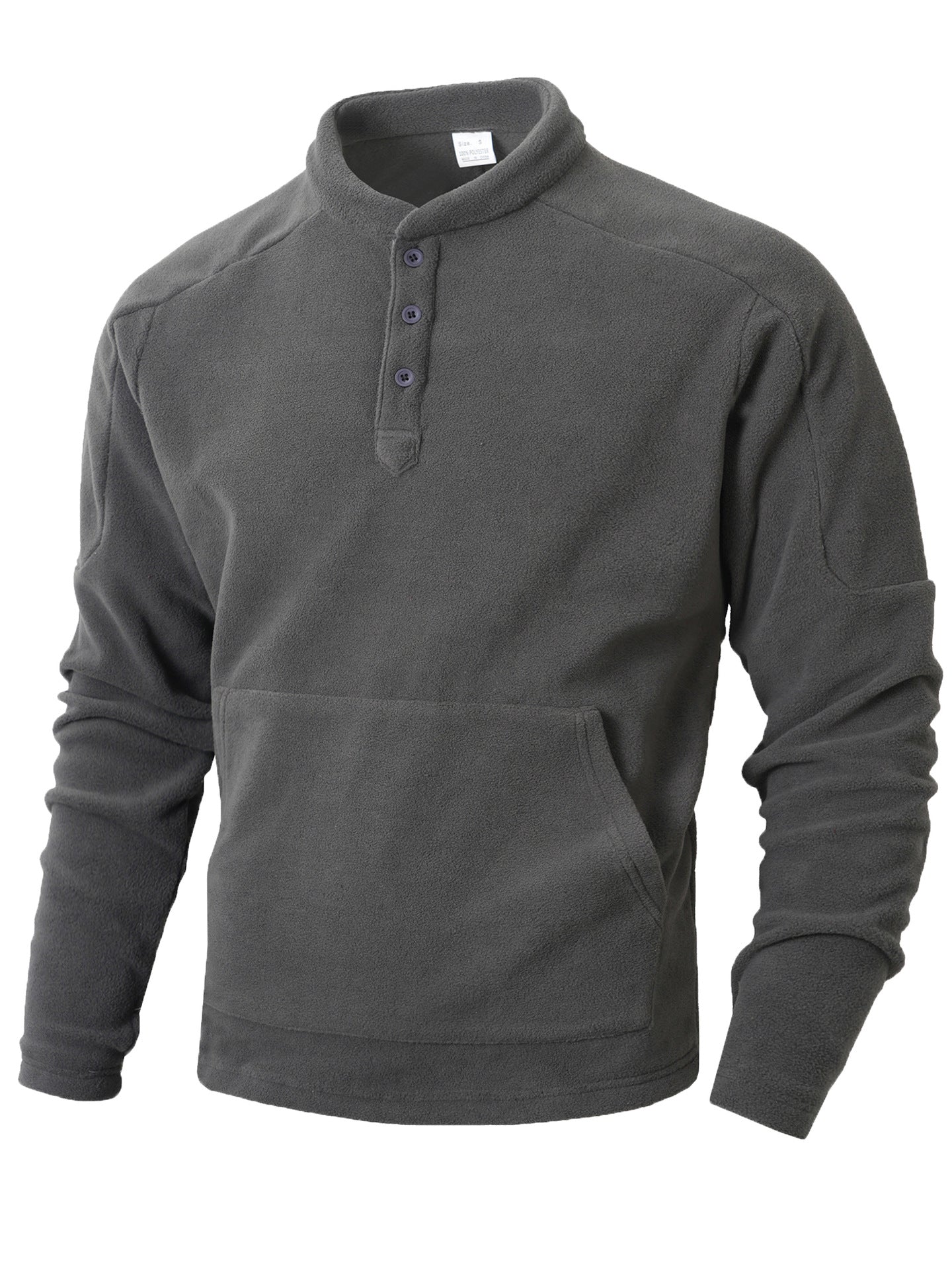 Street-Wave Men's Cozy Fleece Pullover With Button Placket For Winter Warmth And Everyday Comfort
