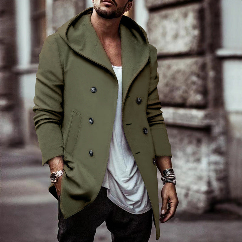 Streetwave Mens Stylish Hoodie Coat With Double Button Closure And Wide Collar Winter Ready