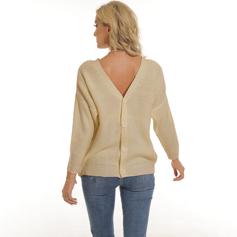 Street-Wave Womens Knit Cardigan With Deep V Neck And Button Placket For Women Soft Cozy Elegant