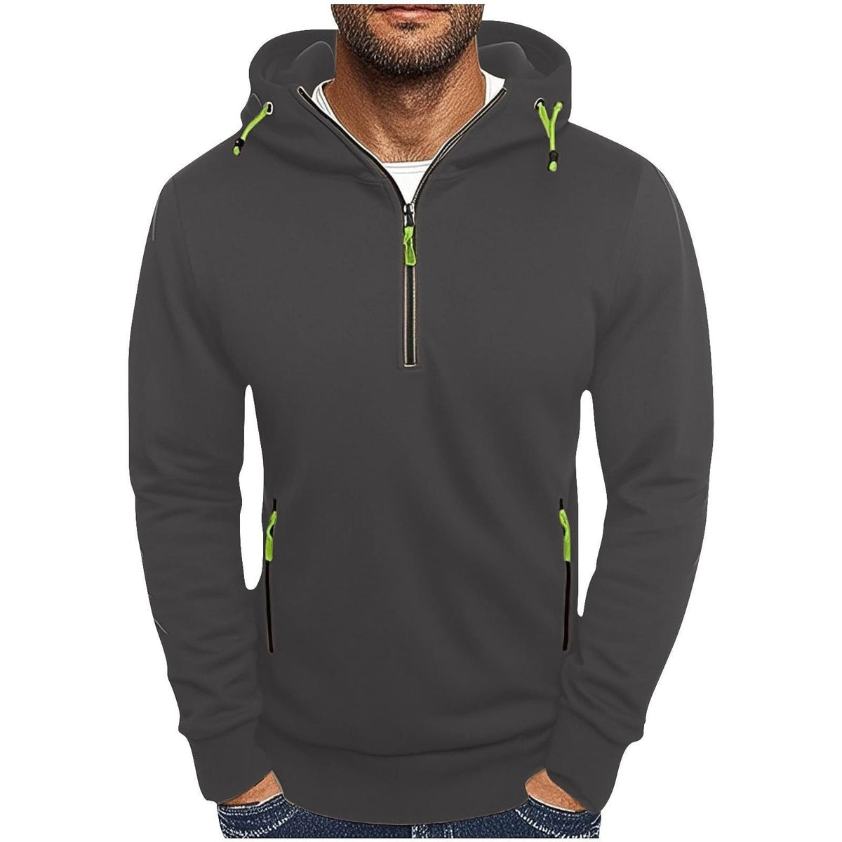 Streetwave Mens Half Zip Hoodie With Two Pockets Breathable Comfort For Everyday Wear