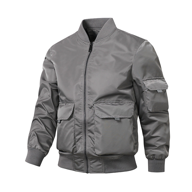 Street-Wave Men's Bomber Jacket With Practical Pockets And Elastic Cuffs Lightweight Breathable Polyester