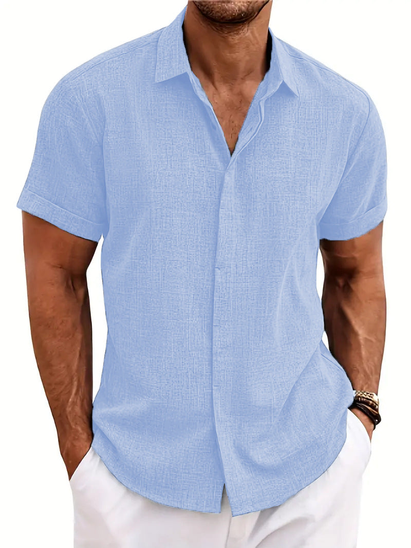 Street Wave Heidi Mode Linen Short Sleeve Shirt Tie Dye Lightweight Casual Comfort For Men