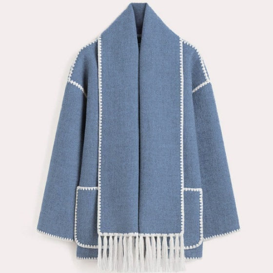 Street-Wave Womens Oversized Cardigan Fringes Pockets Cozy