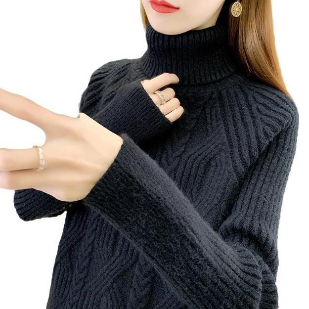 Street-wave Womens Turtleneck Sweater Cozy Cable Knit Structured Pattern Soft Warmth For Women