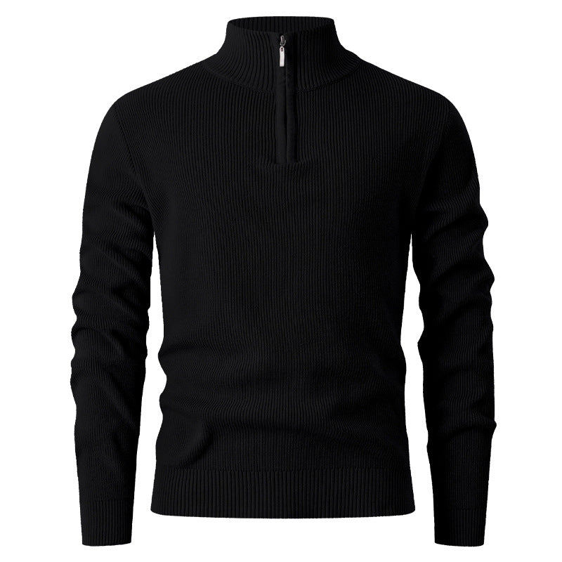 Streetwave Mens Knit Pullover With Zip Stand Collar Premium Warmth And Versatile Everyday Wear