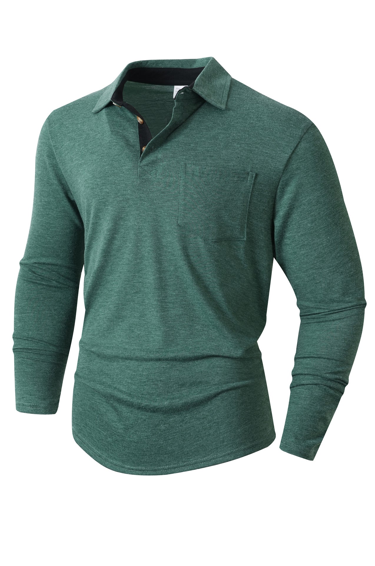 Street-wave Men's Elegant Long Sleeve Polo Shirt With Modern Collar And Stretch Comfort