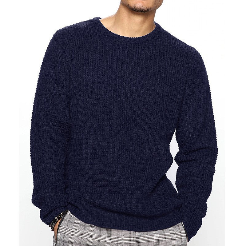 Mens Cozy Knit Sweater With Waffle Pattern By Streetwave For Everyday Menswear Casual Comfort