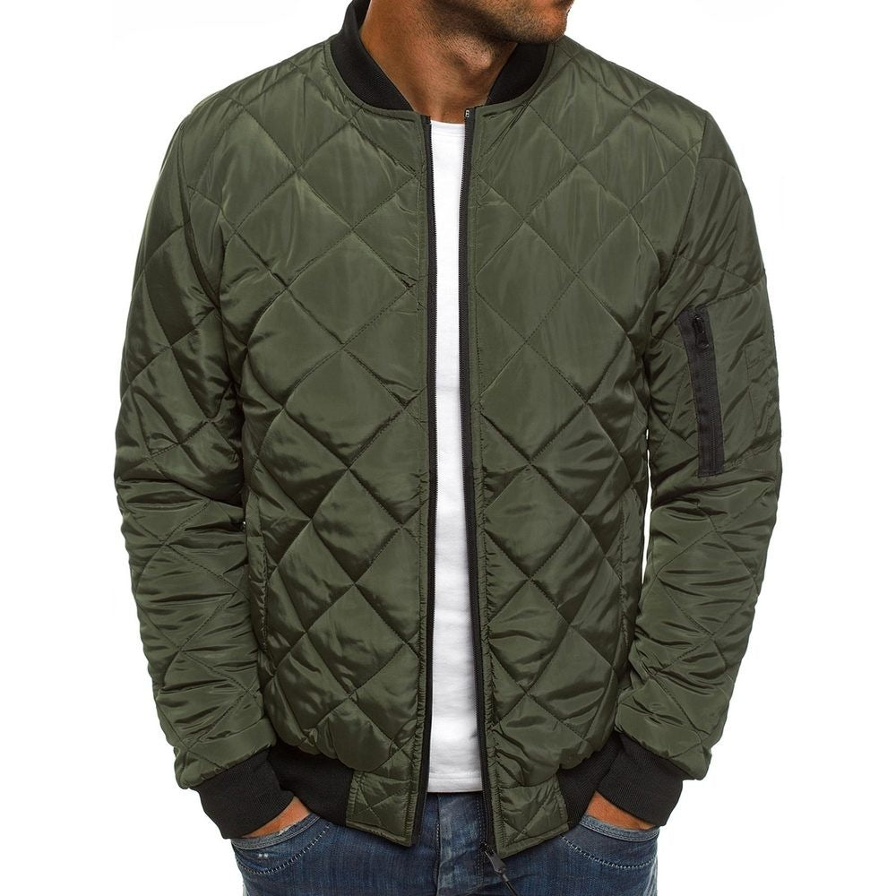 Street-wave Mens Quilted Transitional Jacket With High Collar And Side Pockets Lightweight Warm