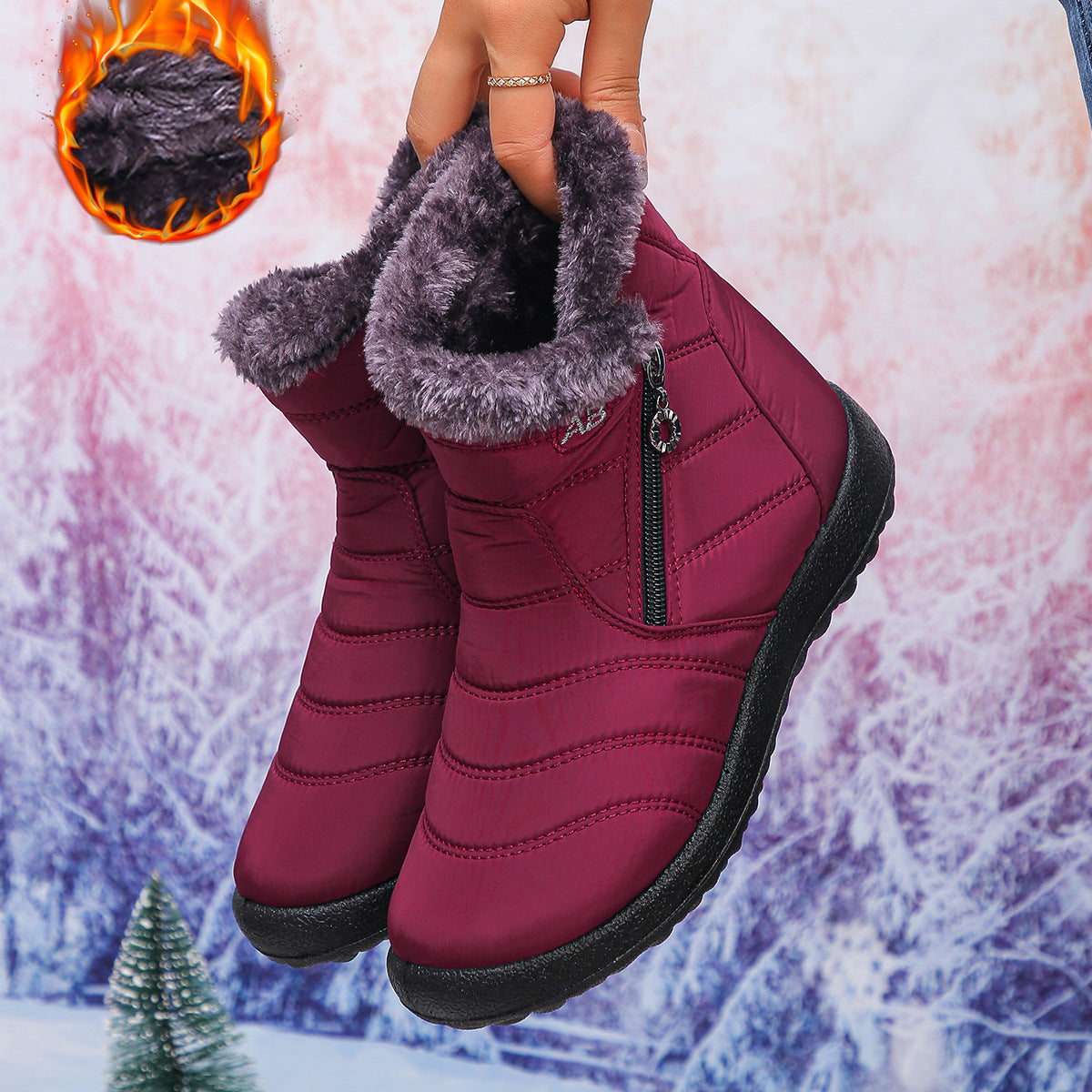 Streetwave Women Thermal Winter Boots With Cozy Fleece Lining Water Resistant Side Zip For Warm All Day Comfort
