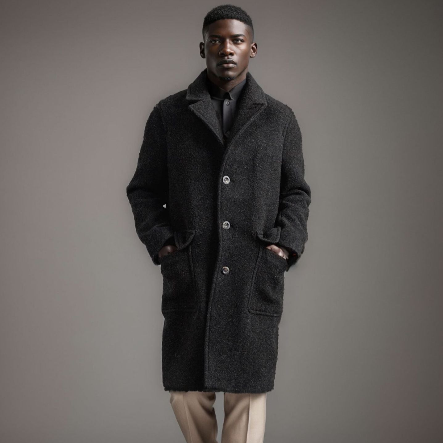 Streetwave Mens Wool Coat Double Breasted With Practical Pockets Timeless Warmth For Men