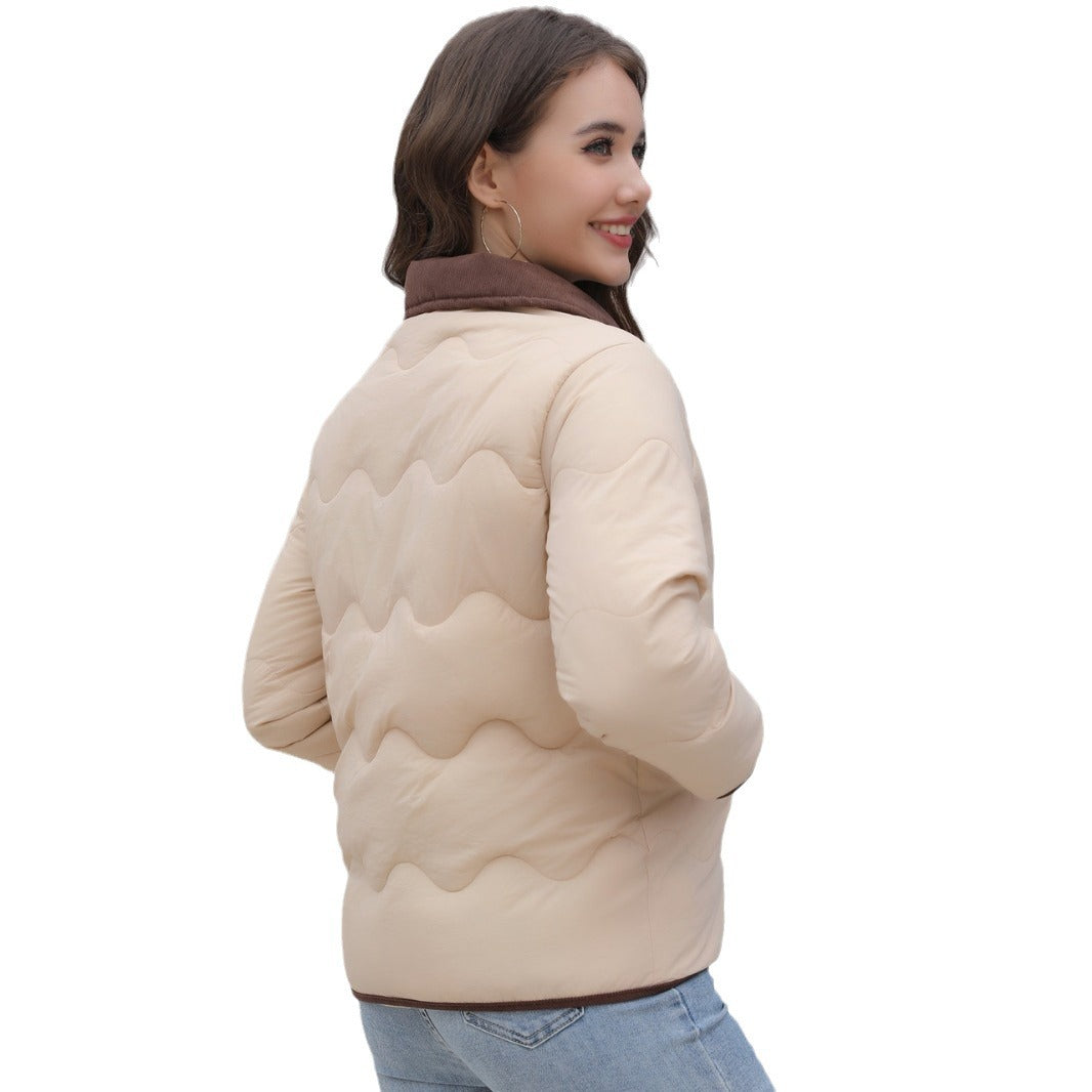 Streetwave Womens Quilted Short Jacket With High Collar Chic Cozy Versatile Outerwear For Women