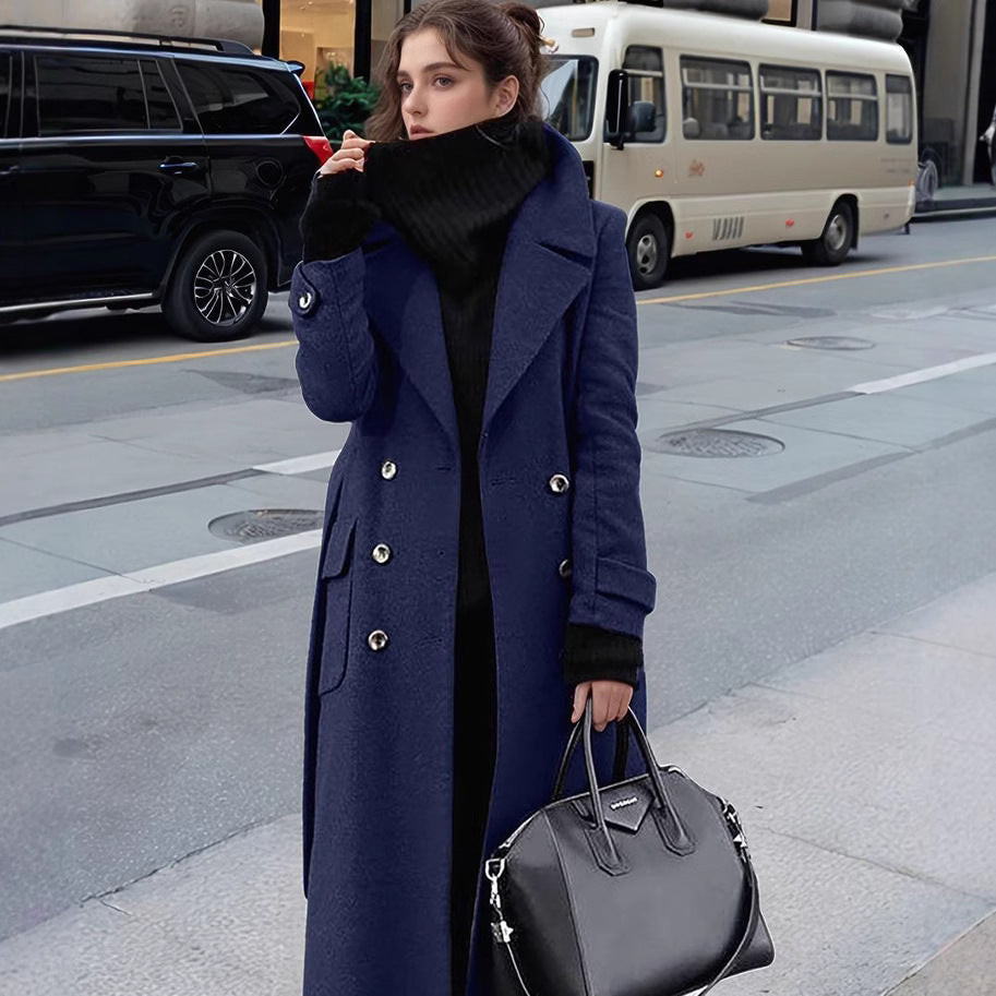 Streetwave Womens Trendy Long Coat With Fashionable Lapel For Everyday Chic And Comfort