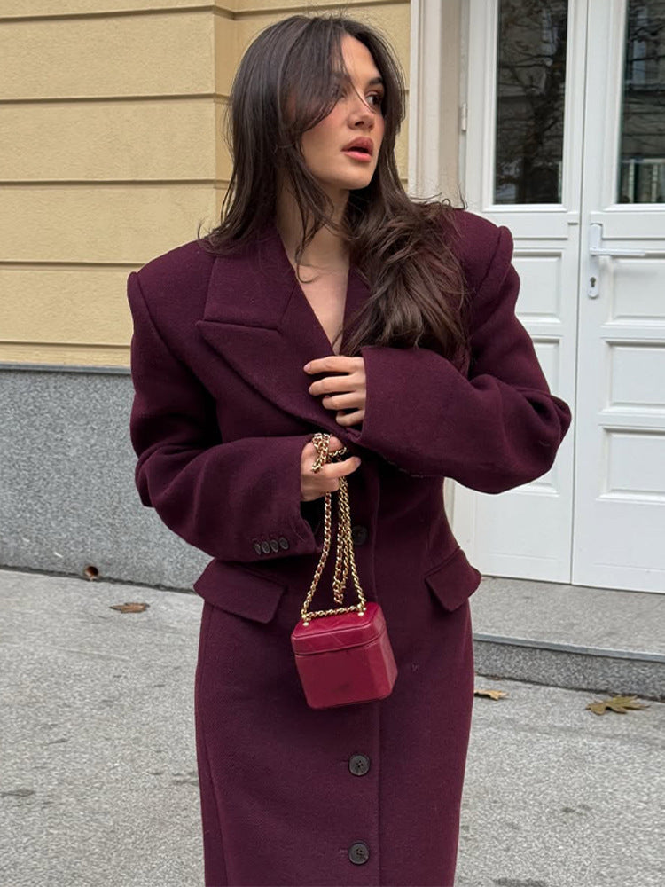 Street-Wave Womens Wool Coat With Structured Design And Practical Pockets For Modern Women