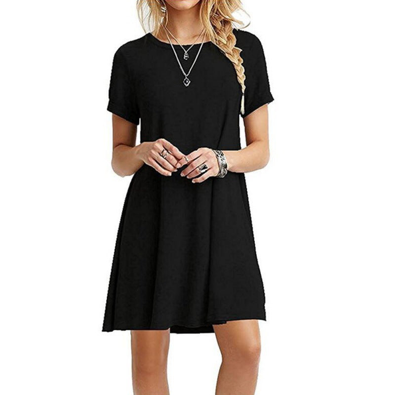 Women Loose Fit Casual Pink Dress With Round Neck Short Sleeves Streetwave Comfort For Everyday Wear