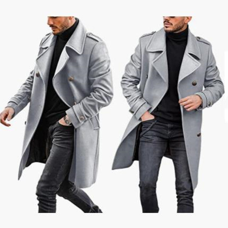 Street-wave Mens Wool Coat With Relaxed Collar And Double Breasted Premium Warmth For Everyday Style