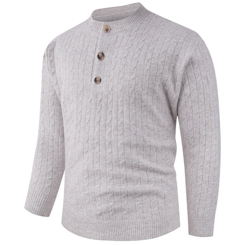 Street-Wave Men's Cable Knit Sweater With Shawl Collar And Button Details For Soft Comfort And Modern Style