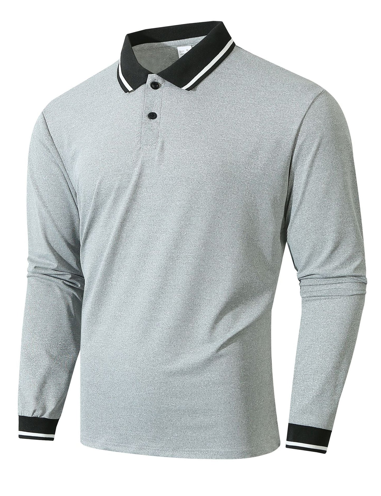 Street Wave Men's Long Sleeve Polo Shirt With Sporty Rib Texture For All Day Comfort And Style