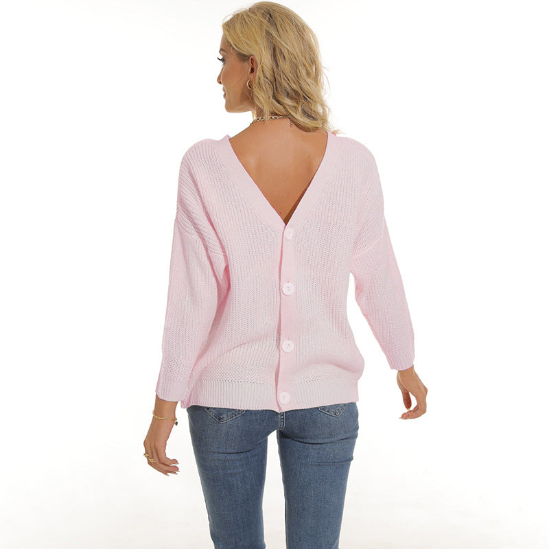 Street-Wave Womens Knit Cardigan With Deep V Neck And Button Placket For Women Soft Cozy Elegant