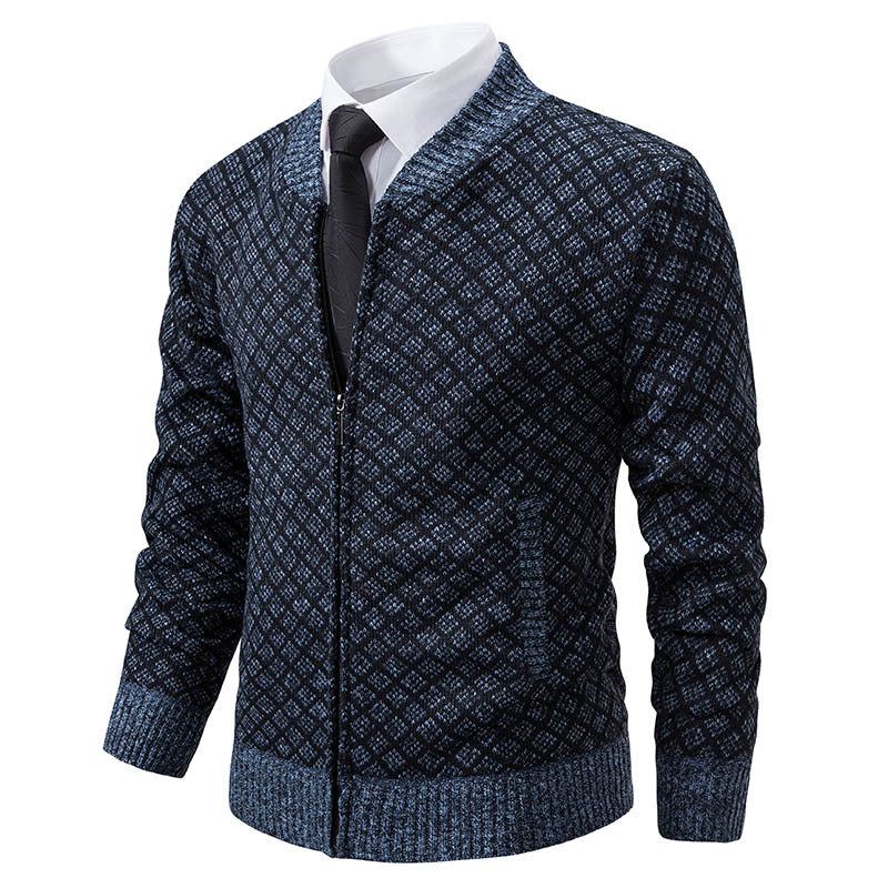 Street Wave Mens Zip Cardigan With Modern Structured Knit Design For Style Conscious Men