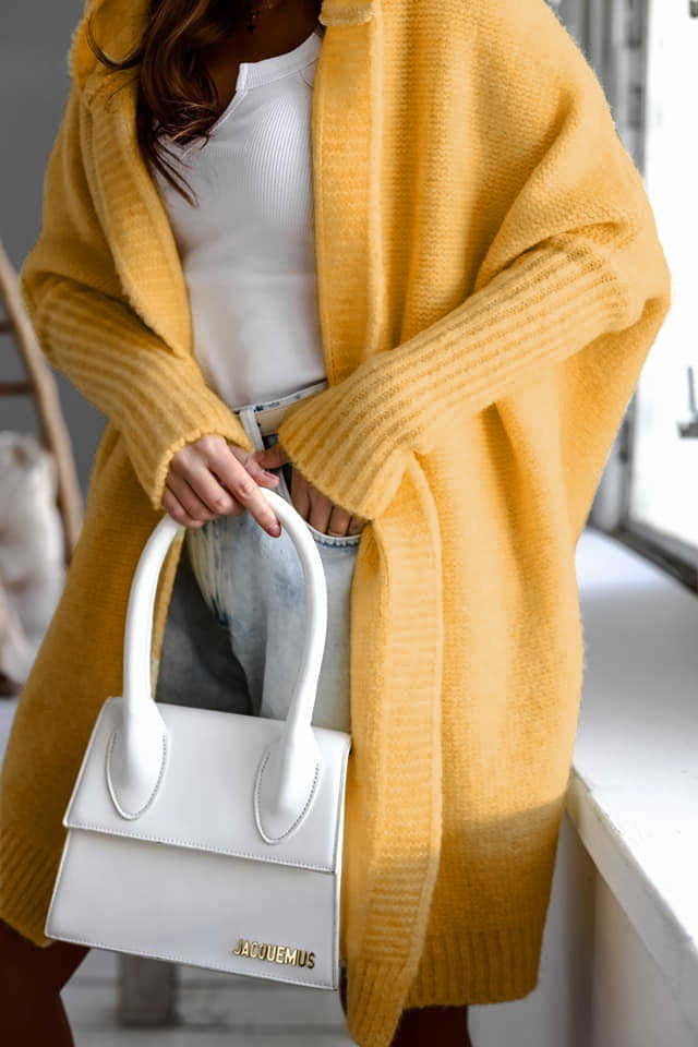 Street-wave Cozy Hooded Knit Cardigan For Women With Plush Softness And Warmth Ultimate Comfort