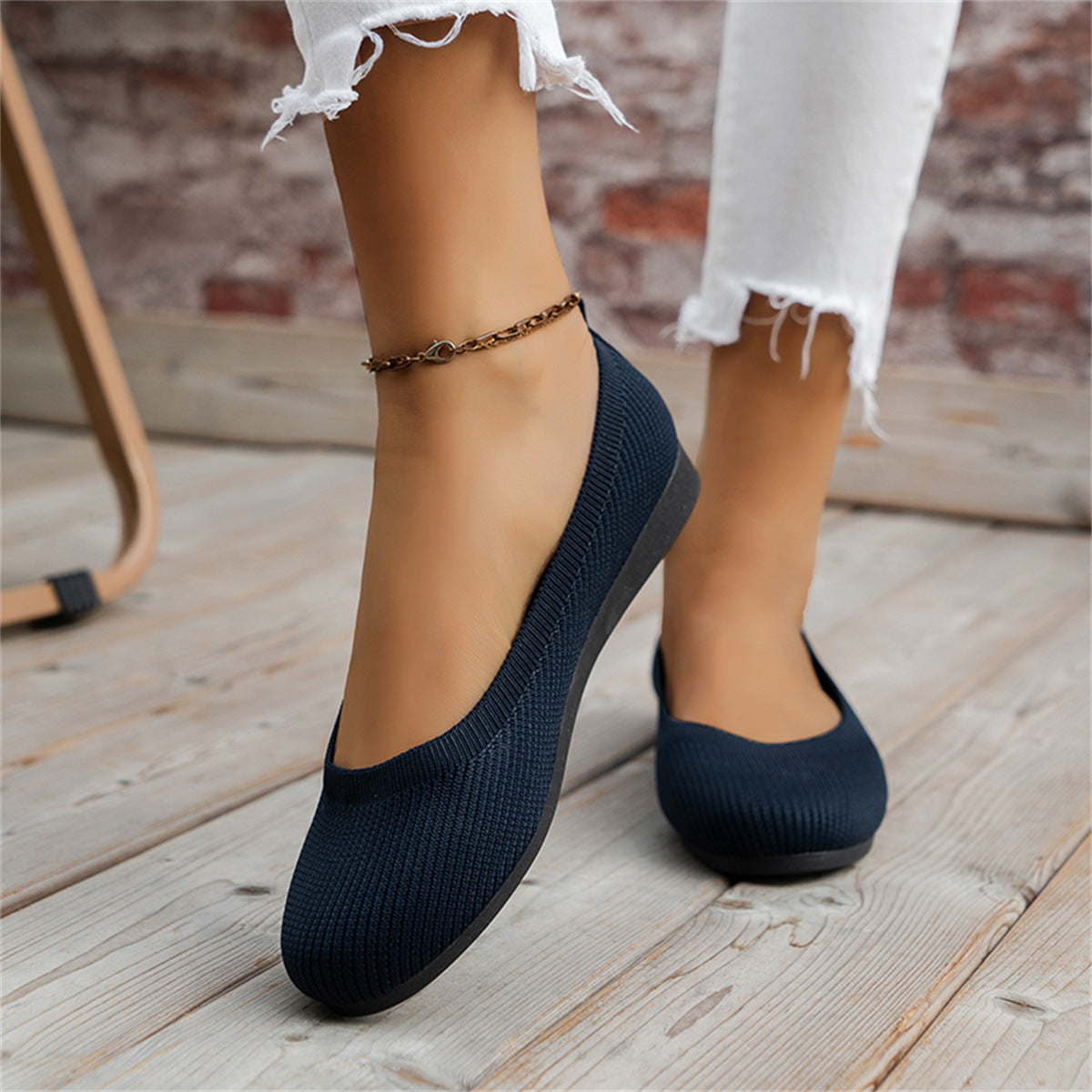 Jenefier Knit Ballet Flats For Women, Breathable Knit Uppers, All Day Comfort, Everyday Style