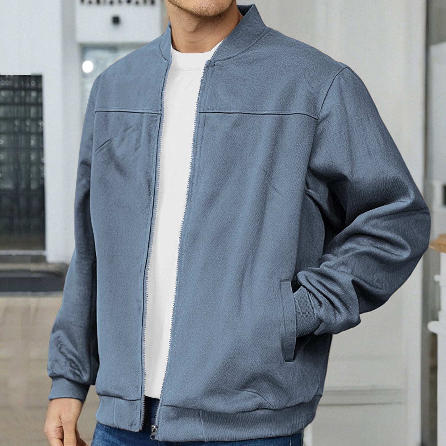 Street-Wave Men's Bomber Jacket With Comfortable Cuffs And Zip For Modern Style Everyday