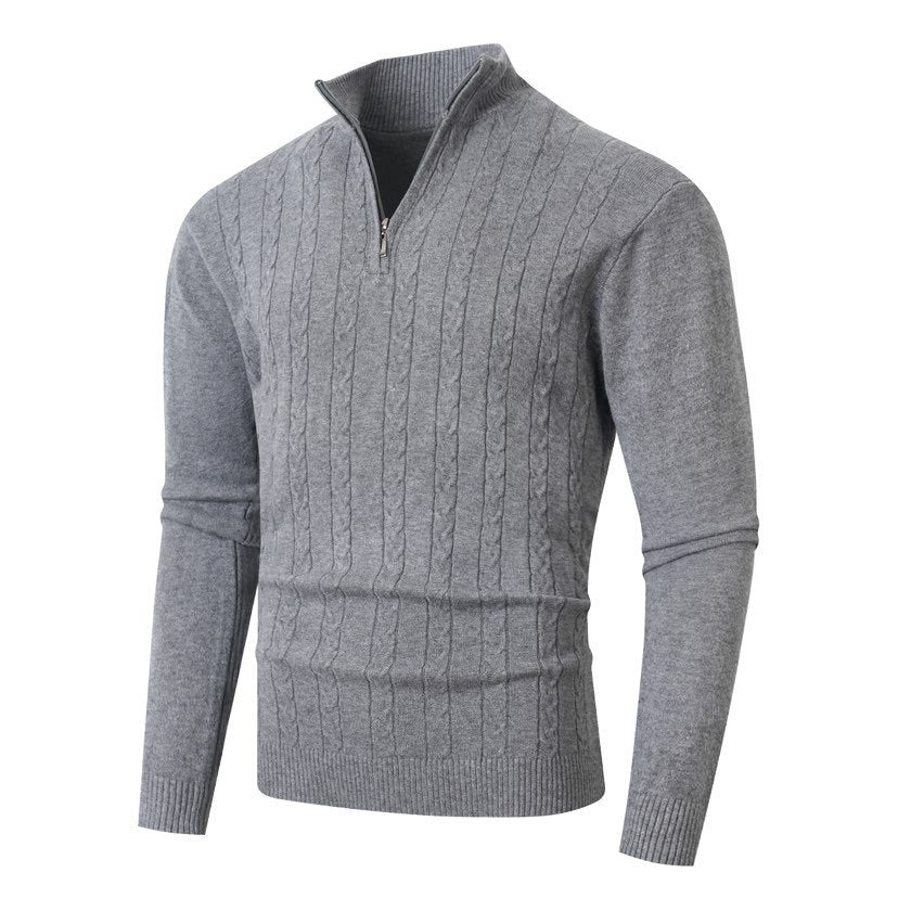 Street-Wave Men's Cable Knit Sweater With High Collar For Timeless Style And Cozy Comfort