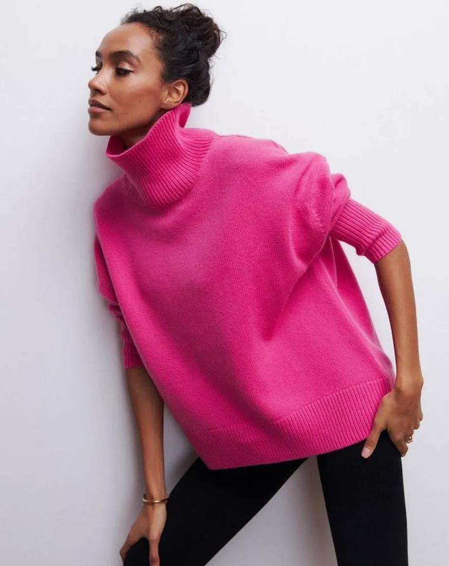 Street-wave Women's Cozy Turtleneck Sweater With Breathable Cotton And Relaxed Fit