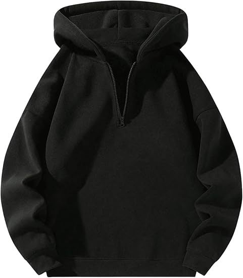 Street-Wave Men's Half Zip Hoodie Breathable Cotton Athletic Comfort For Sport And Everyday