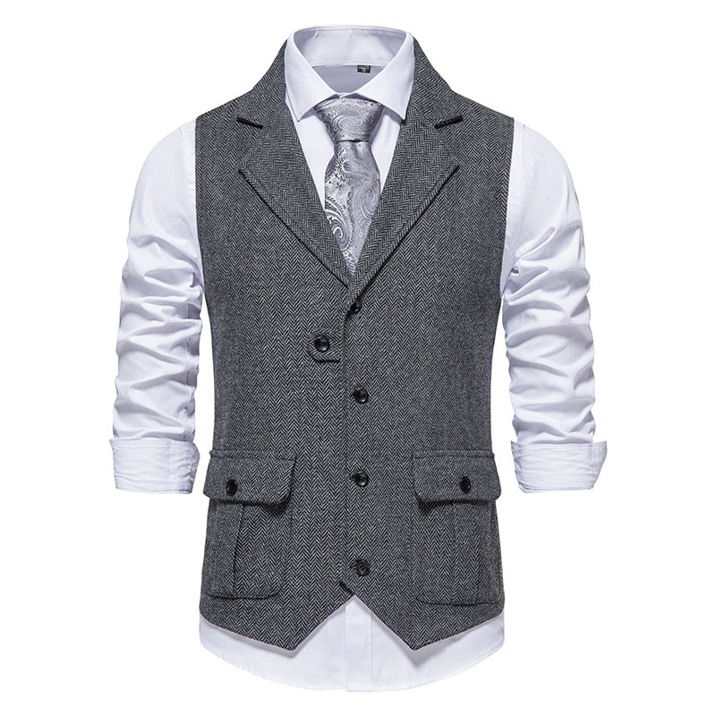 Street-wave Mens Herringbone Waistcoat Vest Premium Fabric For Formal Events And Style Savvy Professionals