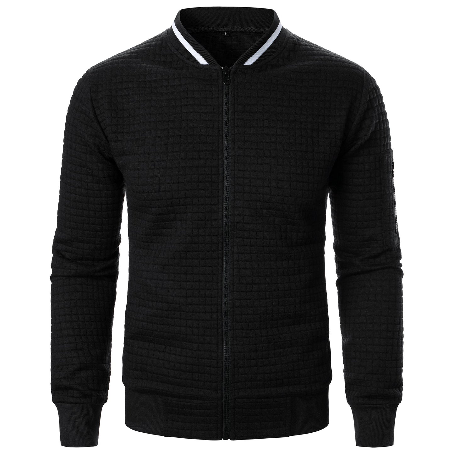 Street-Wave Men's Quilted Bomber Jacket With Zipper Closure Ribbed Collar And Cuffs Regular Fit