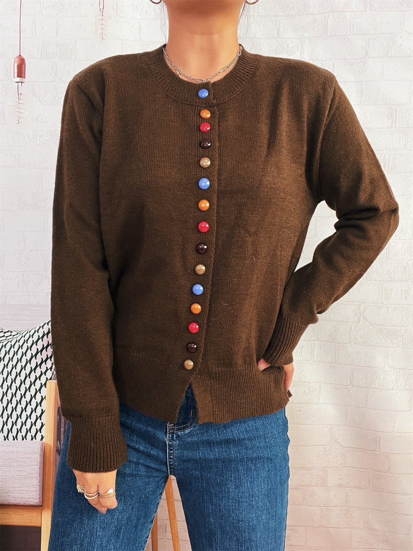 Cardigan For Women Streetwave With Colorful Buttons Soft Knit Cozy Chic Everyday Style