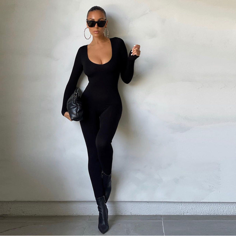 Street Wave Womens Long Sleeve Bodycon Jumpsuit Slim Fit For Night Out And Versatile Daywear