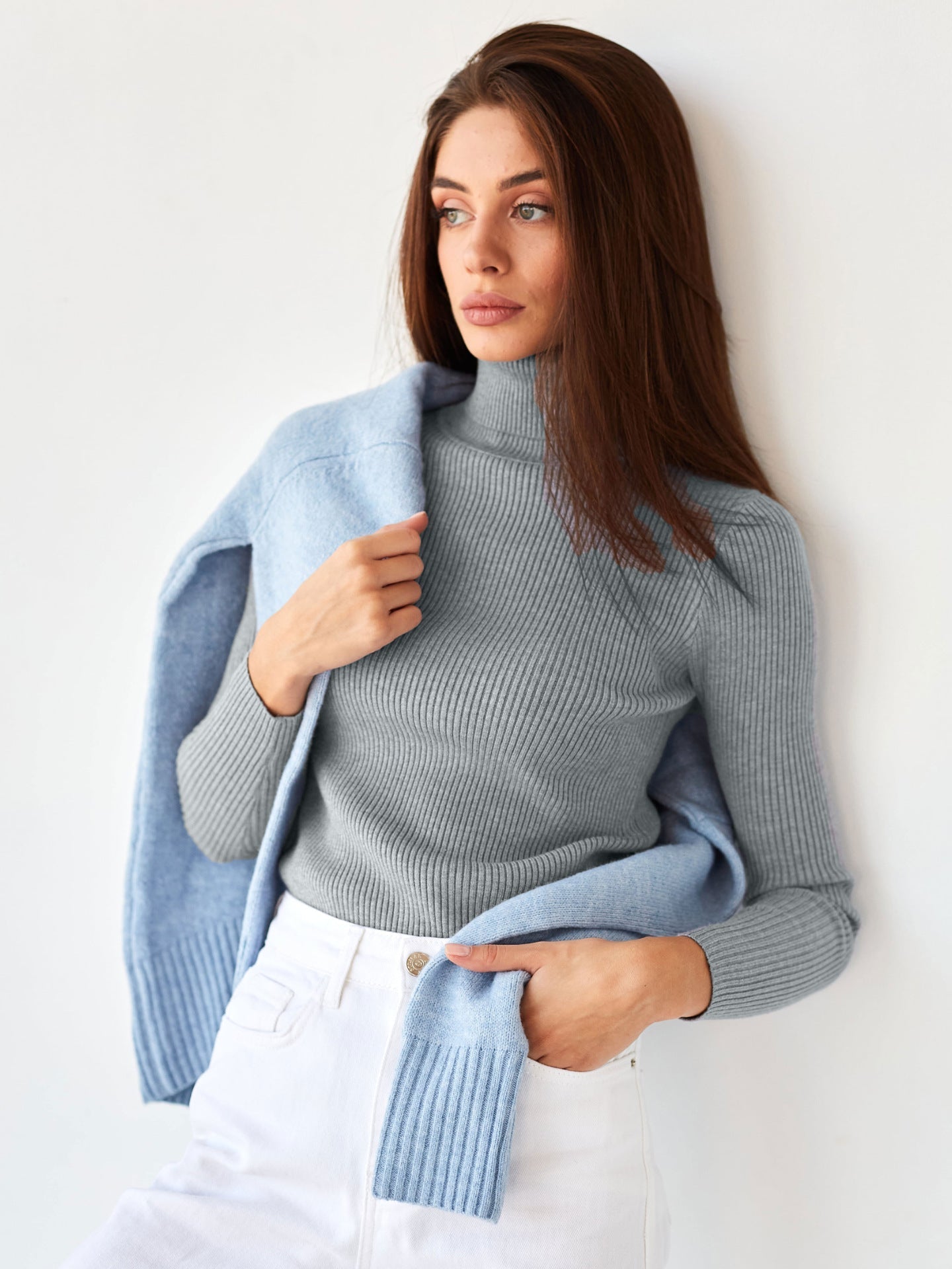 Women Ribbed Turtleneck Sweater Cozy Cotton Blend With Relaxed Fit Streetwave Warm Essential Layer For All Seasons