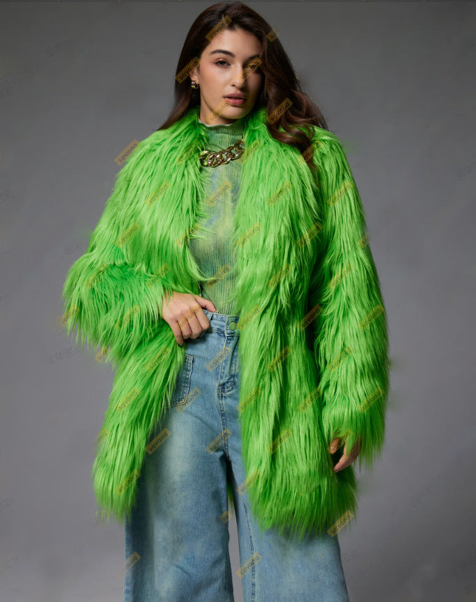 Fluffy Faux Fur Coat For Women Street Wave Modern Cozy Luxurious Winter Outerwear For Fashion Forward Women