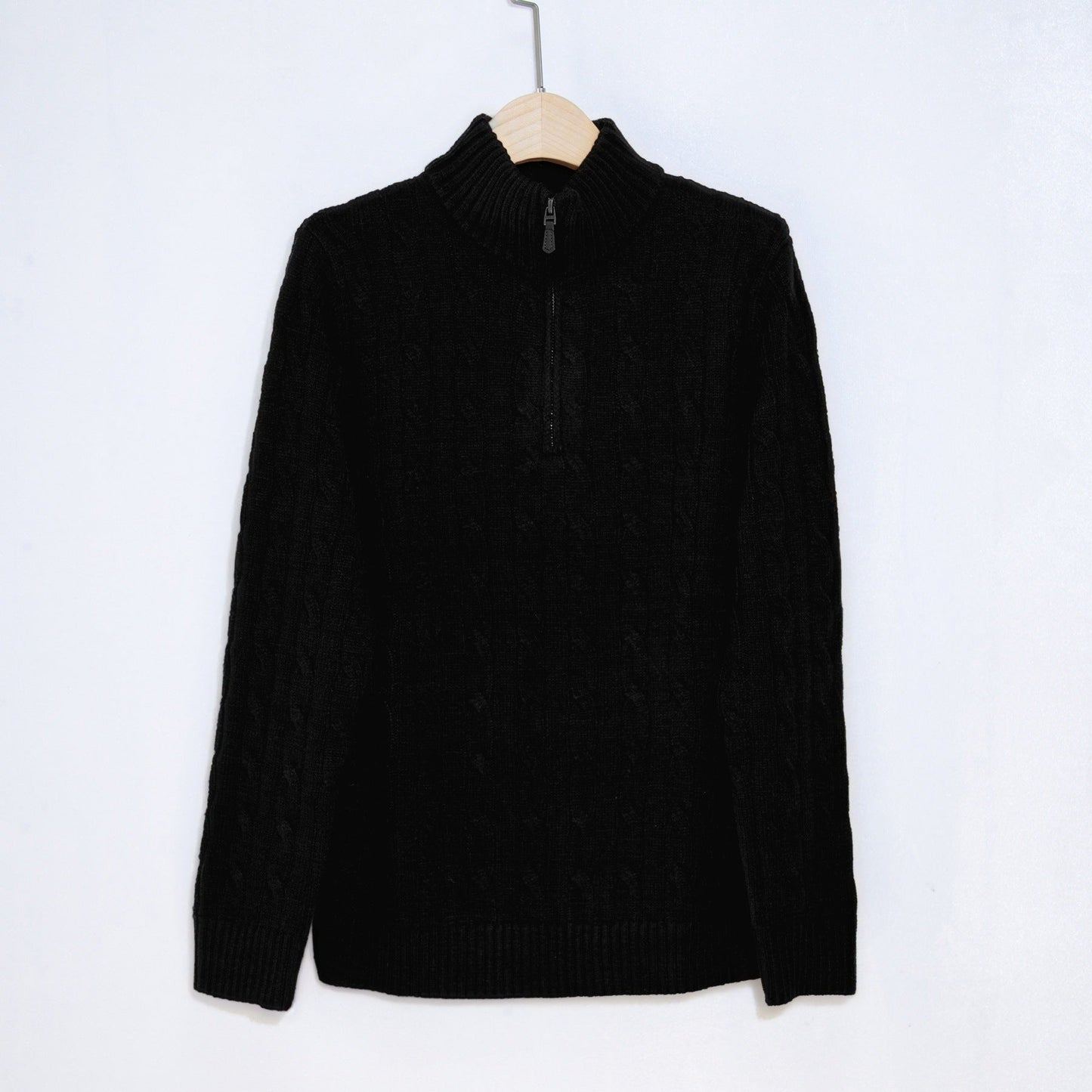 Street-wave Mens Cable Knit Half Zip Sweater Premium Warm Wool For Modern Gentlemen