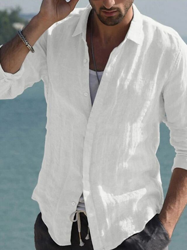 Street-wave Men's Linen Shirt Breathable Lightweight Relaxed Fit For Summer Casuals