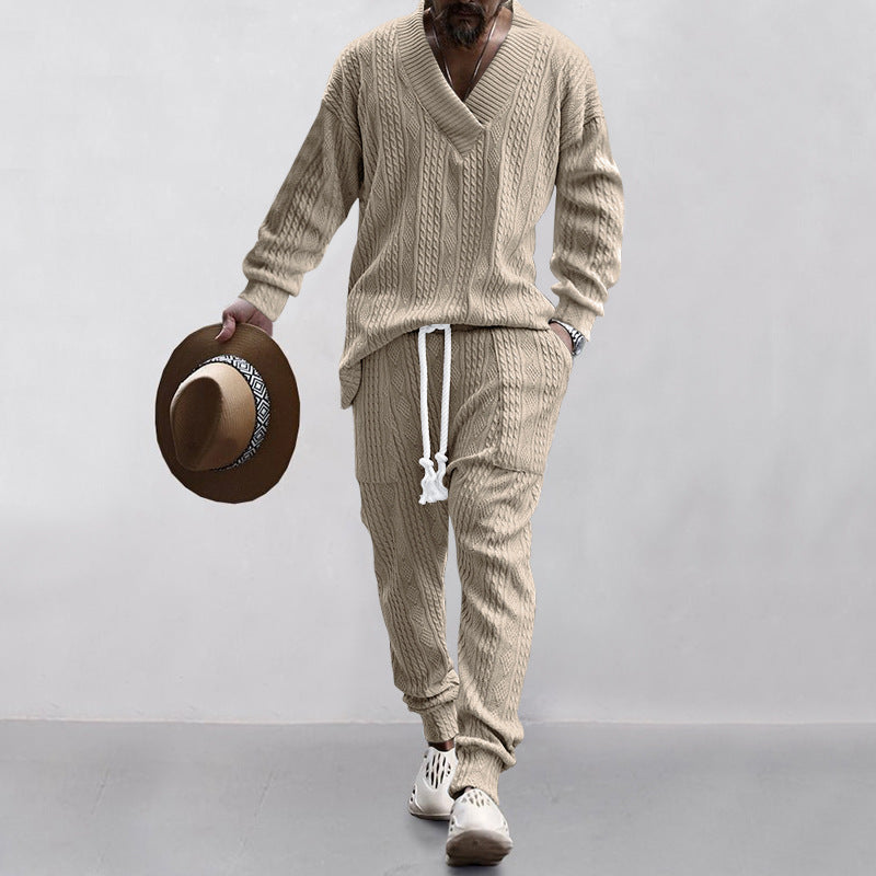 Street-Wave Mens Knit Tracksuit Set Breathable Cotton Blend Comfort For Everyday Wear