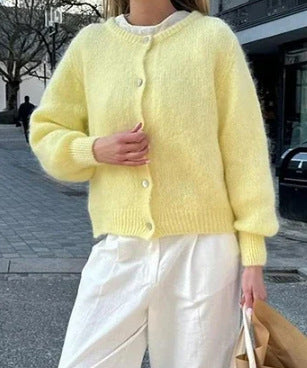 Street Wave Women Mohair Cardigan Cozy Plush Knitwear For Everyday Comfort And Warmth